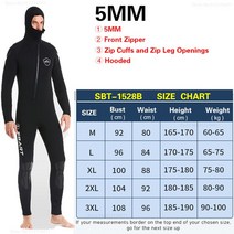 프리미엄 3MM5MM 네오프렌 잠수복 남자 전문 운동 선수 여자 딥 스쿠버 다이빙 슈트 및 스노클링 수영 서핑 잠수복127162, 4XL, SBT-1528B WETSUIT