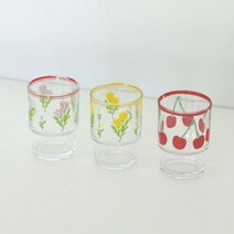 모리다인 플라워라인 레트로 유리컵 (3colros), 선택:레드 플라워 240ml, 단품