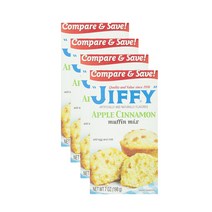 Jiffy Muffin Mix Apple Cinnamon 지피 애플 시나몬 머핀 믹스 7oz (198g) 4팩, 1개, 198g