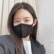 하하비 가볍고 얇은 3D 블랙 면 마스크 여성용 (1SET 5장구성)