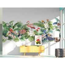 Bj 그림벽지 트로피칼 애니멀버드 뮤럴벽지 JJHA00-0006 (120x85cm), 접착시트지(유리용)