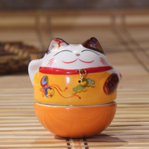 cisanny 고양이 테이블 상판 장식품 오뚝이 부잣집 고양이 도자기, F, 6*6*7.5cm