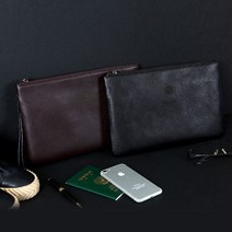 남자 무광 가죽 손가방 깔끔한 스트랩 슬림 클러치백
