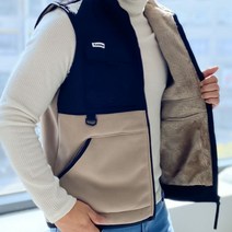 폴리스조끼 데일리 보아털 캐주얼 이너 남성 집업 울조끼