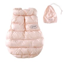 그루밍독 반려동물 파스텔 소프트 경량 웰론 푸퍼 패딩 조끼 + 파우치 세트, 베이비핑크