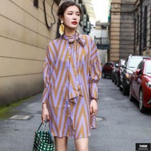 가바바 여성 셔츠원피스 멋진 기하학패턴이 매력적인 리본넥 미니원피스 G53783