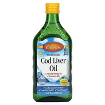 칼슨 Wild Norwegian 코드리버오일 Natural 레몬 16.9 fl oz (500 ml), 8.4 fl oz