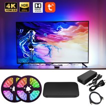 엠비언트라이트 무드등 자동차 차량용 실내등 HDMI 앰비언트 TV PC 백라이트 드림 스크린 USB LED 스트립 조명 박스/알렉사/구글 스마트 동기화 라이트 세트, 27.For 58 to 65 inch - 30leds
