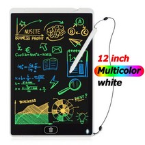 쓰기 보드 그리기 태블릿 LCD 디지털 그래픽 태블릿 전자 필기 패드 어린이 선물, 화이트 12인치 컬러
