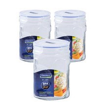 글라스락 사각 캐니스터 유리용기, 2L, 3개