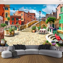 사용자 정의 3d 사진 벽지 대형 벽화 유럽 마을 도시 거리 유화 풍경 거실 침실 배경 벽화|large mural|3d photophoto wallpaper, 1 ㎡
