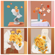 채우다 공간 유화DIY 명화그리기 거실그림 호크니 유화색칠하기 해바라기 유화그리기세트 추상화 모던화 팝아트 유화세트 미니유화 그리기 동물유화 그림 증정 1+1, 오브제 아그리빠01