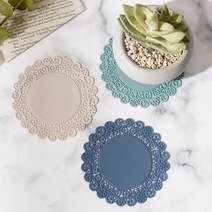 북유럽스타일 실리콘 데일리 레이스 컵받침 166124ea, 쿠팡 레이스 중 연브라운