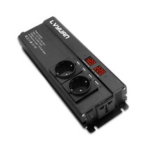 녹원LVYUAN 수정사인파 인버터 1500W 2600W 12V 24V 220V 60Hz 차량용 인버터 차박 캠핑 자동차 인버터, 1500W~2600W, 블랙 2콘센트