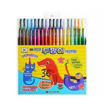 어린이 미술 색연필&사인펜 6색 12색 24색 36색 50색 뽀로로 핑크퐁 투명이 지구 노마르지 모나미 슈퍼색연필, 지구 투명이 색연필 36색 샤프식