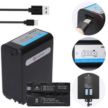 NP-F990 필드 모니터 소니 캠코더 조명 NP-F970 550 호환 C타입 충전 10400mAh 대용량 배터리, 단품