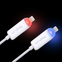 원스 아이폰 8핀 LED 라이트 USB 충전케이블 2개 세트, 블랙+블랙