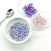 오로라 인어그라데이션색 직공 진주 비즈, 6mm(약200pcs)(구멍있음), (C77-6) 그린라임(약18g)