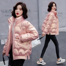 유광패딩 여성 다운 패딩 자켓 2022 가을겨울 새 파카 코트 느슨한 광택 캐주얼 아웃웨어 레이디 코튼 숏 자켓 mujer coats 3xl