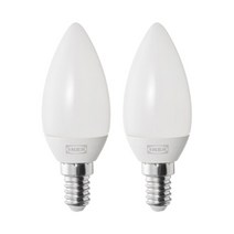 이케아 SOLHETTA 솔헤타 LED 전구 E14 250 루멘 2개 한세트조명샹들리에오팔화이트, 샹들리에_104.987.54