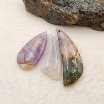 비즈공예 원석 의선물 3Pcs 천연석 펜던트 비즈 세트 39x13x5mm9g 준보석 패션 쥬얼리 목걸이 액세서리, 한개옵션0