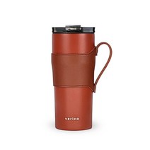 베리코 마스 가죽손잡이텀블러 보온보냉 + 가죽홀더손잡이 + 추가증정뚜껑 + 스텐빨대 480ml, 어반레드+브라운가죽손잡이