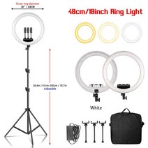 스탠드 충전기 전자시계 거울 LED SH 45cm 18 인치 링 라이트 삼각대 스탠드 USB 충전 셀카 램프 사진 스튜디오용 디밍 조명, CHINA_200cm Tripod White