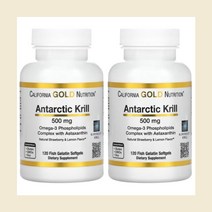 [1+1] CGN 남극 크릴오일 500mg 120소프트젤 아스타잔틴 인지질 딸기 레몬향 캘리포니아 골드 뉴트리션