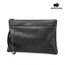 BISON DENIM 바이슨 데님 남자 남성 수제 가죽 스트랩 손가방 파우치백 클러치백 N8245-1B