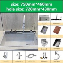 폭포수싱크대 Cocina 일체형 폭포 주방 벌집 대형 디지털 스테인리스 스틸 비누 디펜서 컵 와셔, 1.7546 white