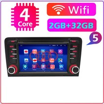 캠핑카TV 뒷좌석모니터 자동차 안드로이드 라디오 멀티미디어 플레이어 아우디 A3 2003 8P 도어 2din, 05 4C 2G-32G