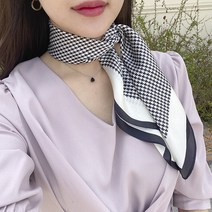 미미샵 하운드 체크 쁘띠 스카프 (3color) 미니 사각 실크 포인트 까레 코디
