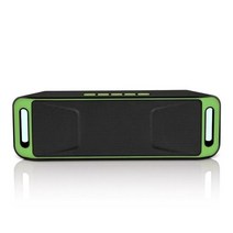 턴테이블블루투스스피커 sc208 무선 오디오 앰프 스테레오 서브 우퍼 휴대용 tf usb fm 라디오 내장 마이크 듀얼베이스, 초록