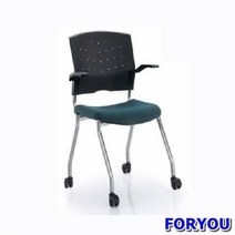 Foryou3177 회의용 바퀴의자 플러키 팔유 사출 쿠션 의자 중역 책상, 블루