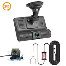 블랙박스보조배터리 3 카메라 렌즈 4.0in 자동차 dvr 24h 대시 캠 hd 대시, 후면 카메라로 24시간, 32g tf 카드