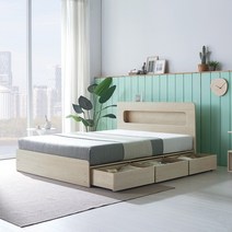 규수방 프리미엄 LED서랍형침대 핸드폰 충전 콘센트 내장 301모델, 302서랍형(화이트), 퀸, 호텔용 벨런스독립 블루