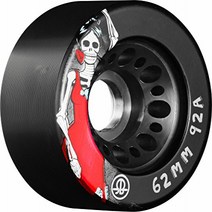 Rollerbones Day of the Dead 92A Speed/Derby Wheels with a Nylon Core (Set of 4) 62mm Black, 1