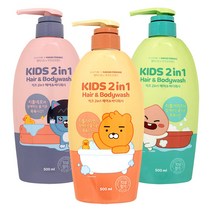 엘라스틴 카카오키즈 2in1 헤어&바디워시 500ml 3종 3in1, 1세트