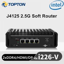 4x 인텔 i226V 2500M LAN 셀러론 J4125 2.5G 라우터 2xDDR4 HDMI1.4 DP1.2 팬리스 미니 PC OPNsense 방화벽 VPN 서버, CHINA, OPNsense + EU, 4GB Ram 128GB SSD