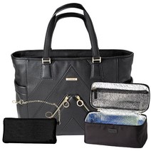 MinkeeBlue 여성용 16인치 노트북 토트백 단열 런치 백 신발 가방 및 탈착식 리즐렛 포함 - 직장 여행용. 블랙.