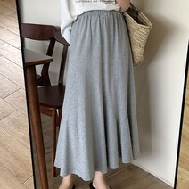 네모엔룩 여성용 밴딩절개훌 허리밴딩 코튼 롱 스커트