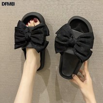 DFMEI 리본 샌들 여 여름 아웃도어 패션 에바 슬리퍼 미끄럼 방지 실내 슬리퍼 똥 밟는 느낌 슬리퍼