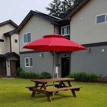 테이블쉼터 야외테이블 6~8인 방부목 일체형(파라솔제외) 야외원목테이블, 밤색