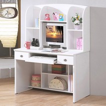 컴퓨터책상 디엘르 웨이브 1100 책장책상세트 B형, 화이트