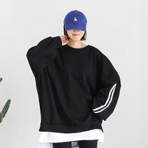애플망고샵 기모 겨울 빅사이즈 오버핏 레이어드 롱박스티