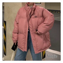 티피 여성 겨울 패션 트렌드 아방가르드 스쿨룩 루즈핏 도톰하다 보온 캐주얼 PU 패딩 코트