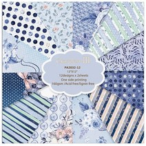 ZIIVARD 24장 블루 플로럴 스크랩북 종이 30.5cm x 30.5cm(12인치 x 12인치) 도트 꽃 잎 패턴 카드스톡 단면 장식 공예 종이 DIY 사진 앨범 태그 카