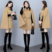 FANSYLI 여성 케이프 코트 추동 모직 코트 9F