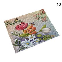 쉐비 소품 빈티지 플라워 리넨 테이블 장식 플레이스 매트 커피 컵 받침 패드, 16+42x32cm