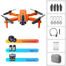 KBDFA-S65 4K 미니 드론 HD 와이파이 FPV 1080P 카메라 높이 고정 RC 접이식 쿼드콥터 장난감 선물, 17 Orange-Dual C-2B